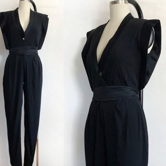 EUC Vintage 80’s Regina Kravits for Joseph Magnin Black Jumpsuit XS - Picture 1 of 16